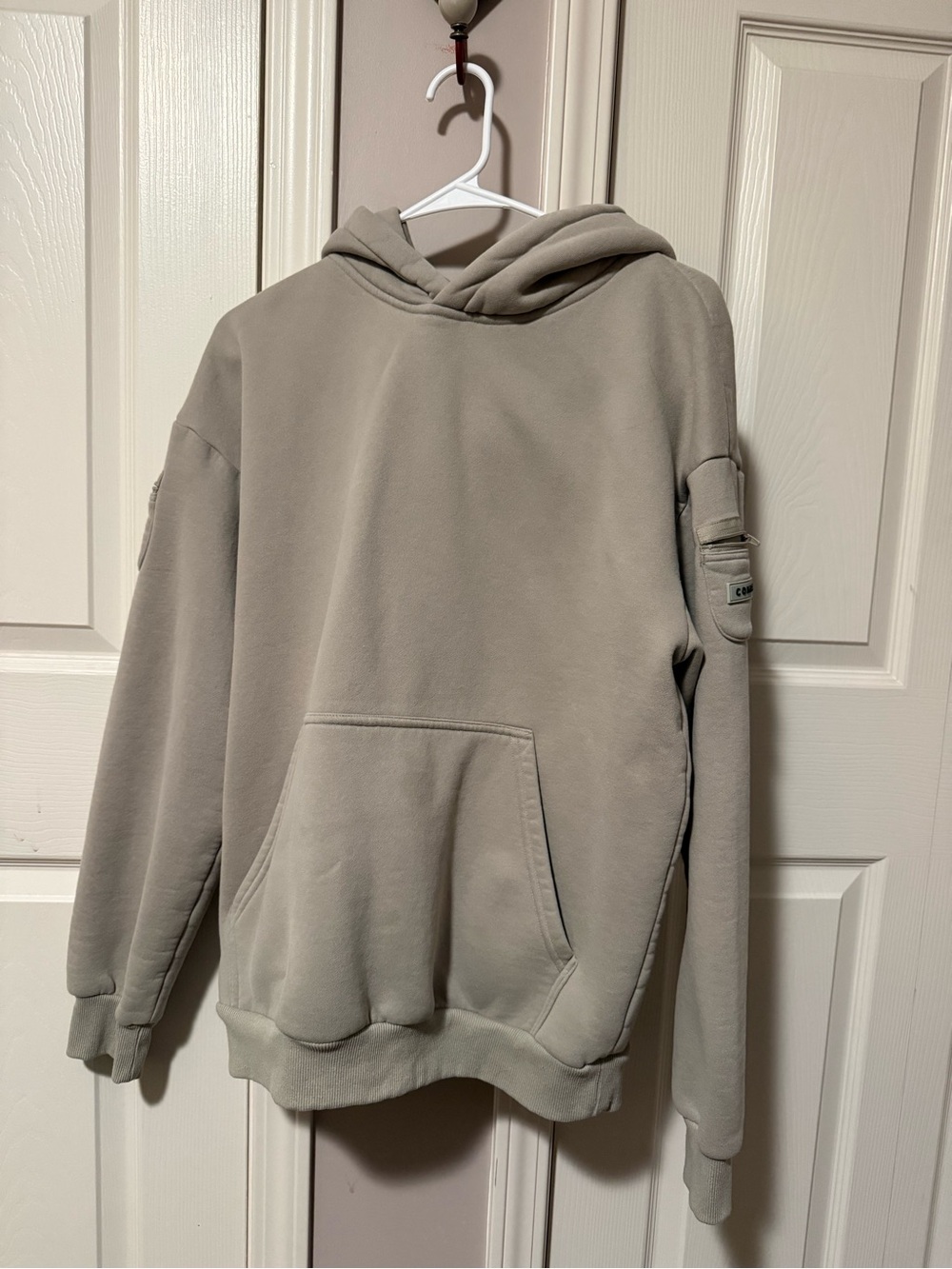 Neutral Tan Hooded Pullover Sweatshirt